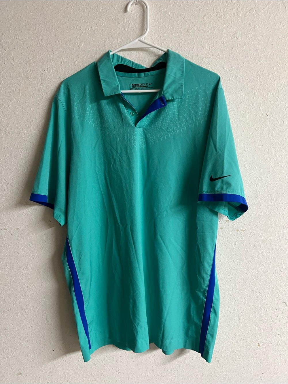 Nike Men's Teal Polo with Blue Trim